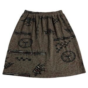 Vintage Chicos Skirt Womens Medium Brown Aztec Pull On Boho South Western Tribal